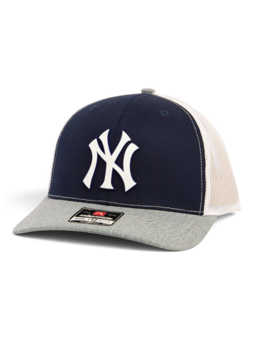 New York Yankees NY White 3D Snapback Trucker Hat- Navy/ White/ Heather Grey